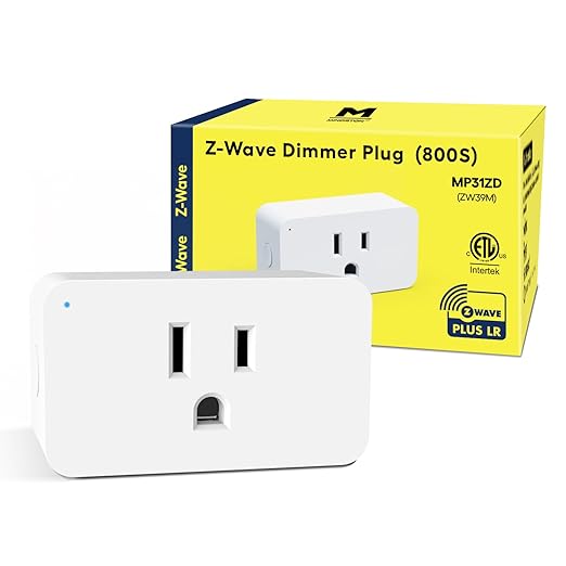 Minoston 800 Series Z-Wave Plug Dimmer Smart Plug-in Outlet, Built-in Repeater Range Extender, Z-Wave Hub Required, Compatible with Alexa, SmartThings, Z-BOX, Home Assistant (MP31ZD)