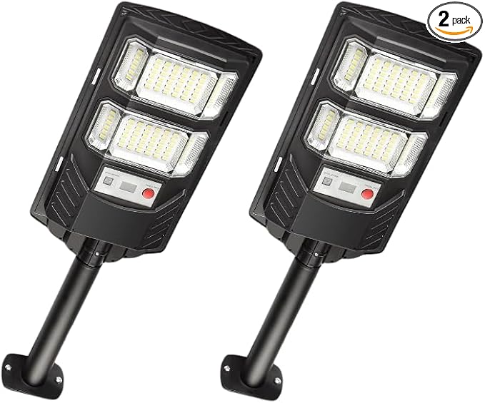 Solar Street Lights Outdoor, 6500K LED, Waterproof IP65, Motion Sensor, Dusk to Dawn, Easy Install for Yard, Driveway, Garden, Security Light for Outside, 2 Pack