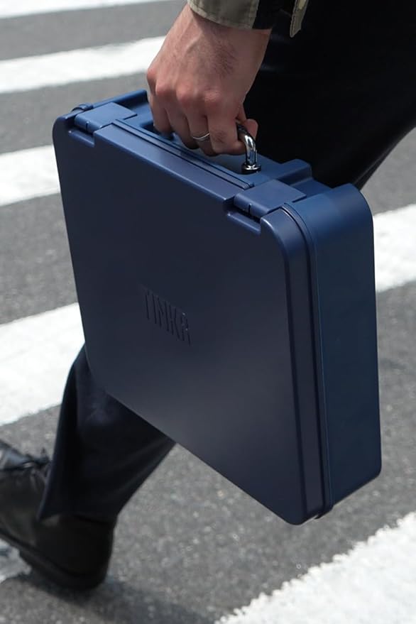 TINKR Modern Tool Box Workstation – Full Tool Set with Hammer, Ratchet Screwdriver, Allen Keys, Wrench, Knife, Tape Measure, Level, Pliers & Phone Holder