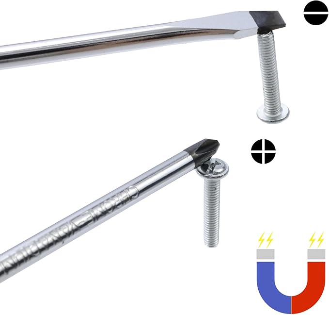 Antrader Magnetic Screwdriver Set 2 PCS, Magnetic 5mm Phillips and Flat Head Tips Screwdriver with 3 Inch Steel Shaft for Repair Home Improvement Craft