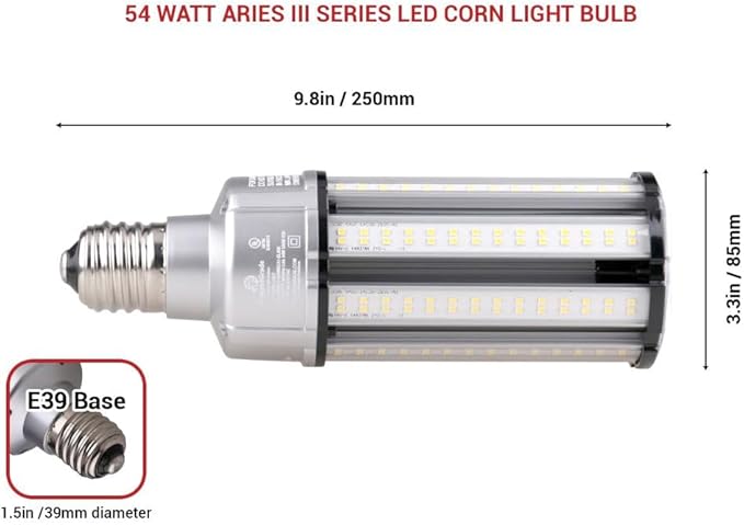 RuggedGrade Aries III 54W LED Corn Bulb | 7,200 Lumens | 5700K Daylight | E39 Base | Dimmable with Built-in 4KV Surge Protection | Indoor/Outdoor Retrofit Light | DLC 5.1 Premium