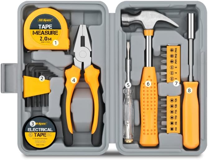 24Piece Tool Set General Household Hand Tool Kit with Plastic Toolbox Storage Case Blue for Woman-Include All Essentials