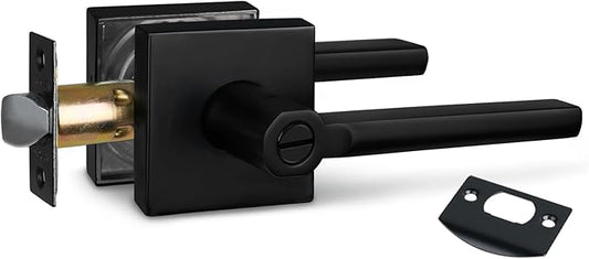 Bed/Bath Room Door Lever for Privacy Bathroom and Interior Door Door Lock Handle in Aged Matt Black, HD1601-DB-BK-1P