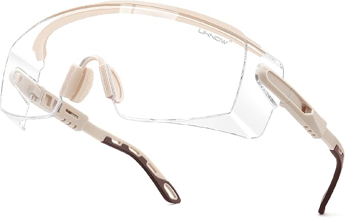 UKNOW Safety Glasses Over Eyeglasses, Anti Fog Safety Goggles ANSI Z87.1, Adjustable Protective Eyewear