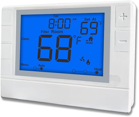 Programmable Thermostat, Thermostat for Home HVAC Systems,Multi-Stage, 2 Heat/2 Cool, Blue Backlight