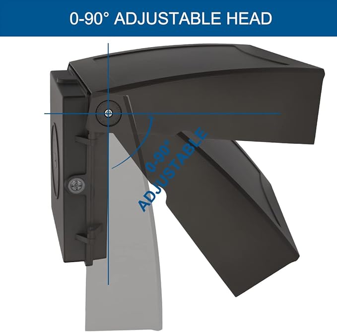 DAKASON (2 Pack) 100W LED Wall Pack, Dusk-to-Dawn Photocell, Adjustable Head, Full Cut-Off Security Light, 5000K 12000lm Replaces 300-450W HPS/HID IP65 Waterproof Outdoor Lighting Fixture, ETL Listed