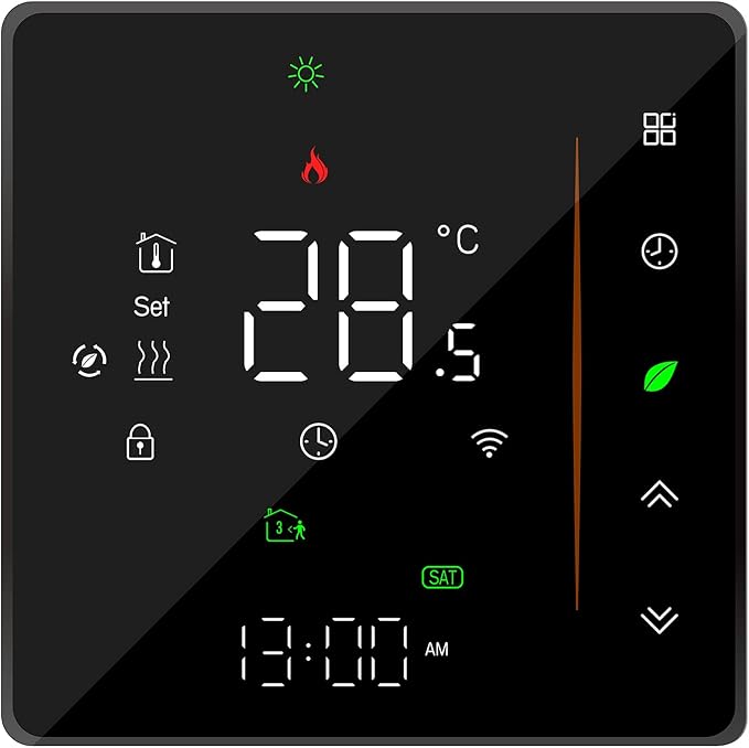 Matybobe WiFi Smart Thermostat Temperature Controller Weekly Programmable Supports Touch Control/Mobile APP/Voice Control Compatible with Alexa/Google Home, for Water Heating 5A Black
