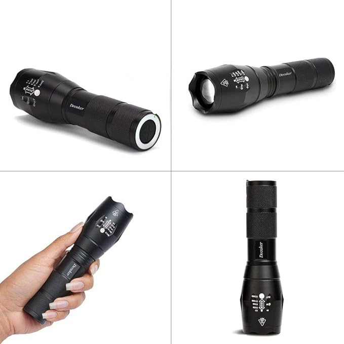 TC1200 Tactical Flashlight Super Bright 1200 Lumens 5 Light Modes Zoomable LED Flashlights Torch,2-Pack