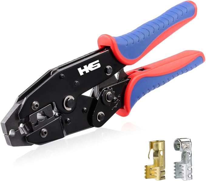 HKS Spark Plug Connector Crimping Tool For Ignition Cable and Spark Plug Wire - Ratcheting Wire Crimpers - Max Diameter 8.5mm - Ratchet Terminal Crimper - Electrical Crimping Tool