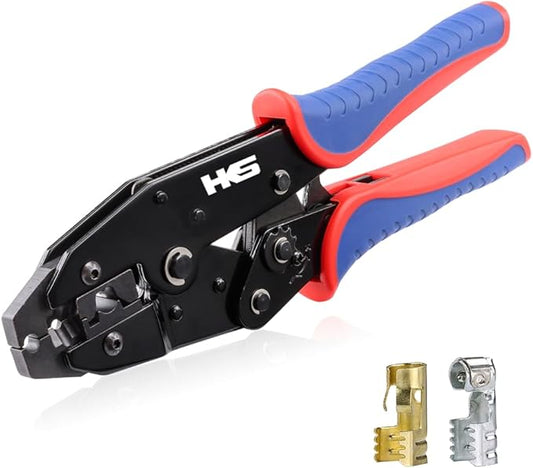HKS Spark Plug Connector Crimping Tool For Ignition Cable and Spark Plug Wire - Ratcheting Wire Crimpers - Max Diameter 8.5mm - Ratchet Terminal Crimper - Electrical Crimping Tool