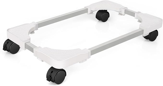 Liitrton Mobile CPU Stand Adjustable Computer Tower Stand with 4 Caster Wheels Fits Most PC (White)