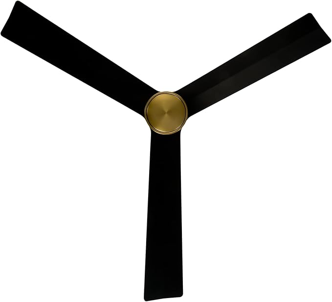 WAC Lighting Clean Indoor and Outdoor 3-Blade Smart Home Ceiling Fan 52in Soft Brass Matte Black with Remote Control works with Alexa and iOS or Android App