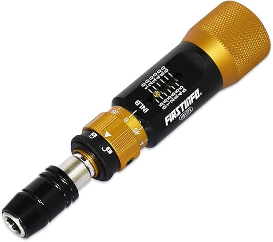 FIRSTINFO H51772 Ultra Precision Certified Torque Limiting Screwdriver, 1/4 Inch Universal Hex Quick Release Bit Holder, Torque Range 0.5-6 in-lbs