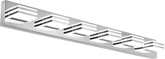 Modern Bathroom Light Fixtures 6 Light LED Vanity Lighting Bar 41 Inch Wall Lights above Mirror 36W Mirror Light Fixtures Chrome Bath Lamps 6000K Restroom Sink Light Long Vanity Sconces Lights