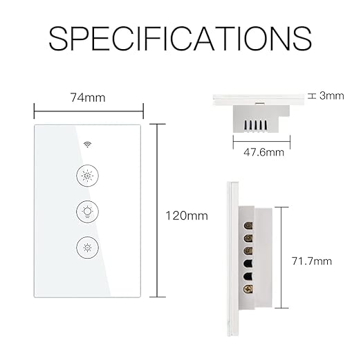 MOES WiFi RF Smart Light Dimmer Switch, Smart Life/Tuya APP Relay Status Backlight Switch Off RF Remote Control Voice Compatible with Alexa Google Assistants, White Touch