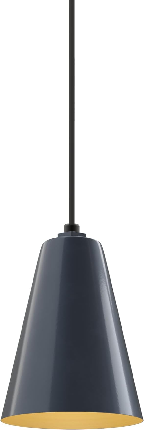 Steel Lighting Co. Laurel Pendant Light | Ceiling Mounted | 8.5 inch Cone Shade | Modern Contemporary Farmhouse Style Made in America | Black Cord | Gray Blue Exterior/Brass Interior