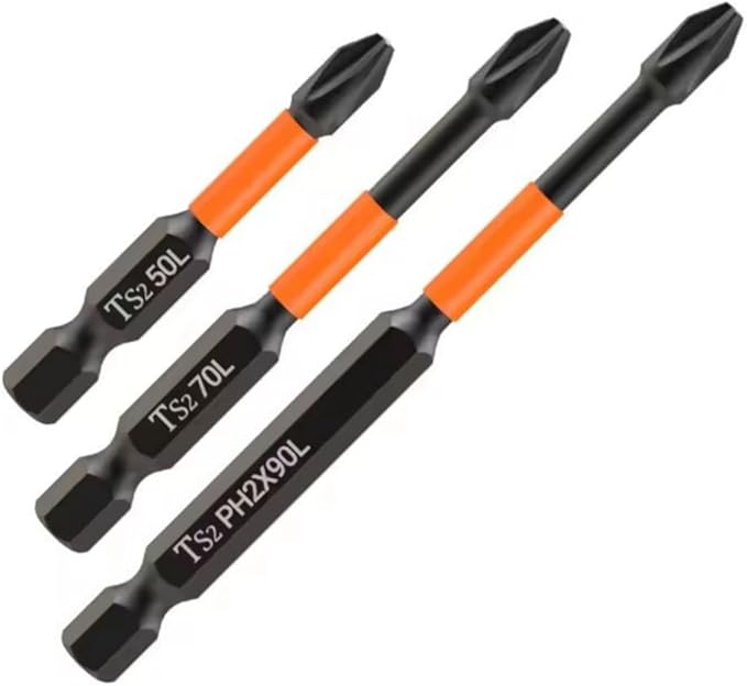 HUHAO Magnetic Drill Bits, 3pcs Non Slip Screwdriver Bit Set with S2 Alloy Steel Material, CNC Tip Magnetic Drill Bit, Fit for Professional Impact Driver Accessories Tool