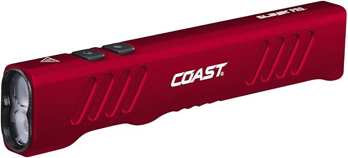 Coast Slayer 1150 Lumen USB-C Rechargeable LED Flashlight with Spot/Flood, Memory Mode and Pocket Clip, RED
