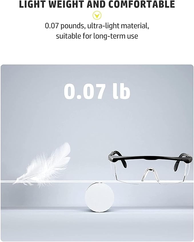 mozeeda 3 Pack Safety Glasses, Anti-fog Eye Protective Glasses Scratch Resistant Clear Wraparound Lenses Safety Goggles and No-Slip Grips, Adjustable Temples Lab Goggles