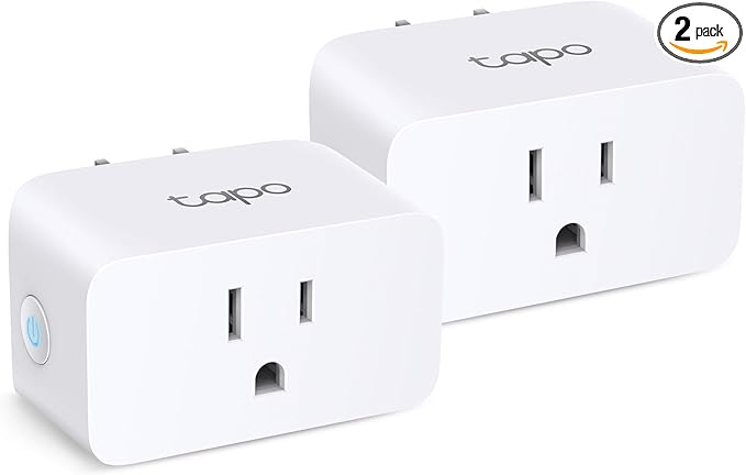 TP-Link Tapo Smart Plug Mini, Matter Compatible, Compatible with Alexa, Google Home & Samsung SmartThings, Energy Monitoring, 15A, UL Certified, 2.4G Wi-Fi Only, Tapo P110M(2-Pack)