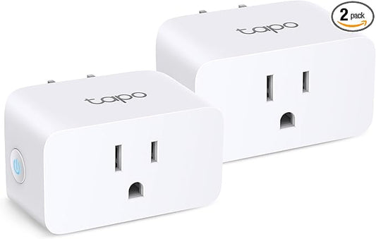TP-Link Tapo Smart Plug Mini, Matter Compatible, Compatible with Alexa, Google Home & Samsung SmartThings, Energy Monitoring, 15A, UL Certified, 2.4G Wi-Fi Only, Tapo P110M(2-Pack)
