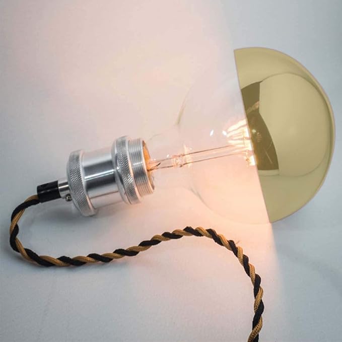 Half Gold Light Bulb Dimmable, 6W (Equivalent 60 Watt) G80/ G25 Globe Shape Decorative LED Light Bulb, 2700K Warm White Edison Bulb, Gold Tipped Mirror Bulb, E26 Base Pack of 2