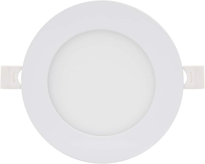 Maxxima Luvoni 4 in. Smart WiFi Dimmable Slim Round LED Downlight, CCT 2700-6500K, Google Home/Alexa Compatible Flat Panel Light Fixture, 600 Lumens 10 Watt, Junction Box Included