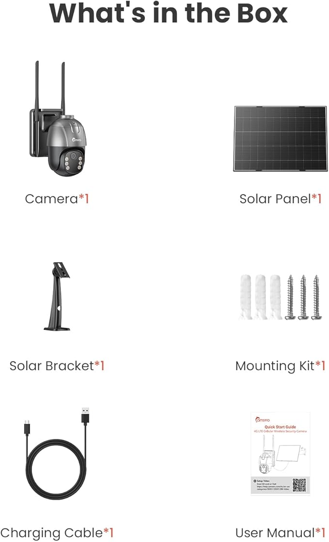 4G LTE Cellular Security Camera Wireless Outdoor, No WiFi 24H Continuous Recording, 2K Solar Powered Cam, Pan and Tilt, AI Tracking Detection, 32G Local Storage(Included), Color Night Vision