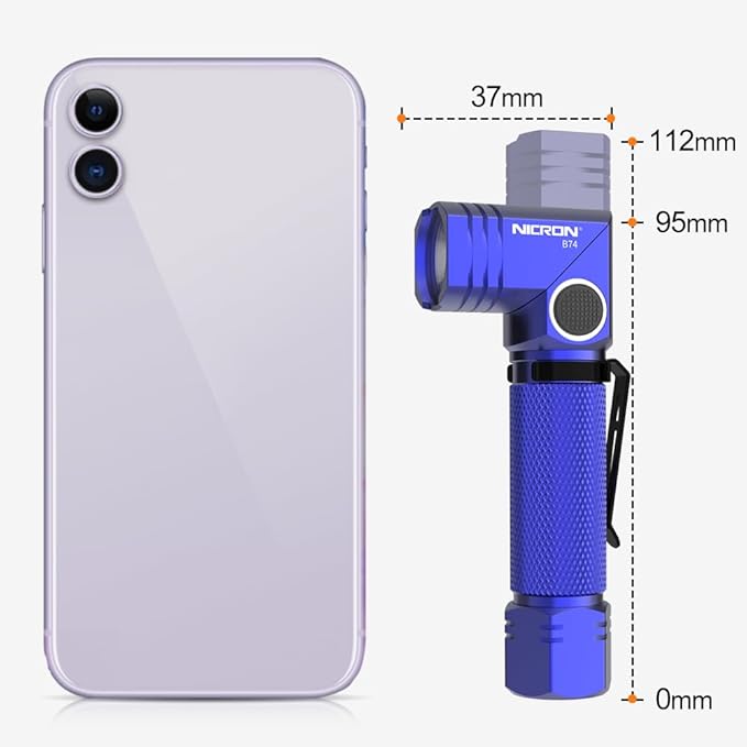 NICRON Flashlight, 700 Lumens 90 Degree Pocket Flashlight Rechargeable IP65 Waterproof 6 Modes for Camping, Outdoor, Hiking, Car Repairing, Blue