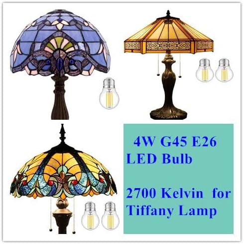 LED Edison Light Bulbs, Non-Dimmable 4W G45 2700 Kelvin E26 LED Bulb, 40W Incandescent Equivalent Warm White Light Bulb for Tiffany Large Table Lamp, Home Pendant Light, Ceiling Fans (6 Packs)