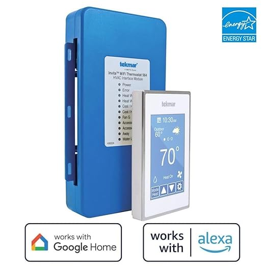 Invita Wi-Fi Thermostat | 2-Wire, Energy Star Approved, Up to 2-Stage Heat, 2-Stage Cool, Fan and 2 Accessories or Up to 4-Stage Heat, 2-Stage Cool, Fan, Reversing Valve and 1 Accessory | White