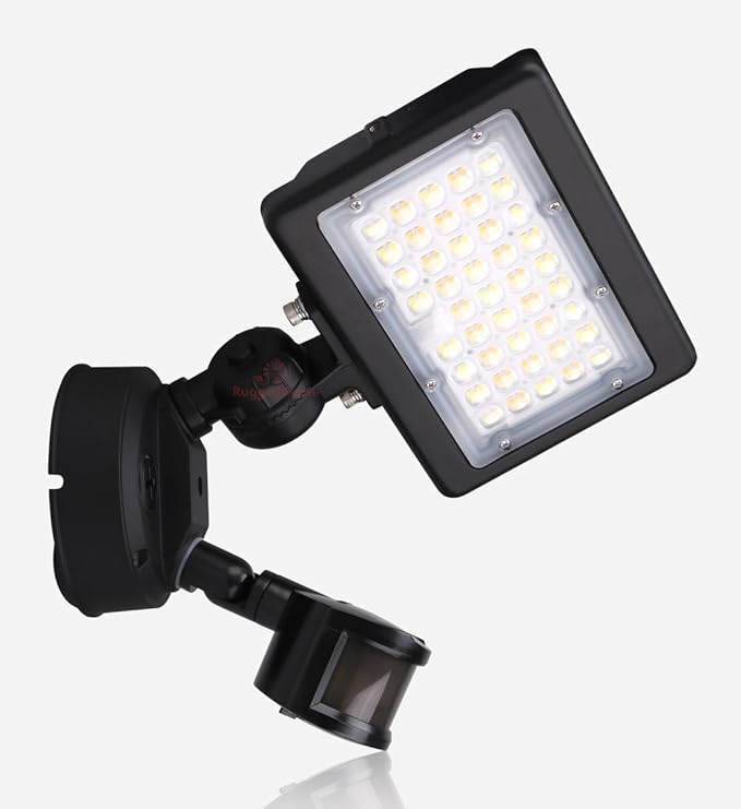 RuggedGrade 50W LED Flood Light | Kivo II Series | 7,150 Lumens | 3000K/4000K/5000K | Outdoor Waterproof Security Light | Knuckle Conduit Mount with Motion Sensor & Junction Box | DLC 5.1 Premium