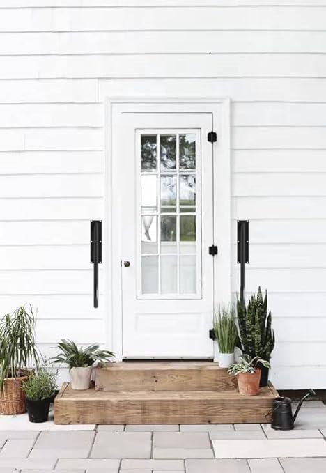 2 Pack U-Shaped Stair Handrails for 1-2 Steps, 18" Black Stair Railings for Indoor or Outdoor, Wall Mounted Hand Railings for Porch Garage, Safety Grab Bar for Stairs