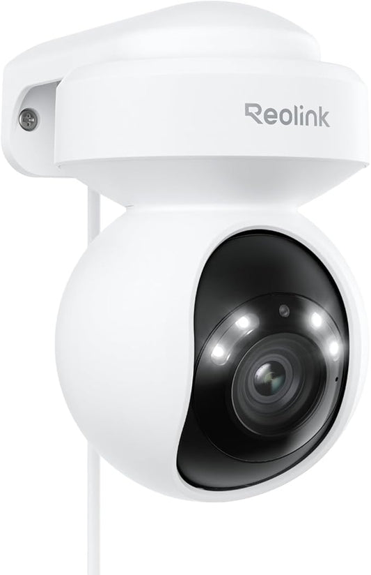 REOLINK 4K Outdoor Plug-in WiFi 6 Security Camera, PTZ Camera for Home Security, Wi-Fi 6 New Tech, Motion Tracking, Smart Detection, 3X Optical Zoom, Motion Spotlight, Local Storage, E1 Outdoor Pro