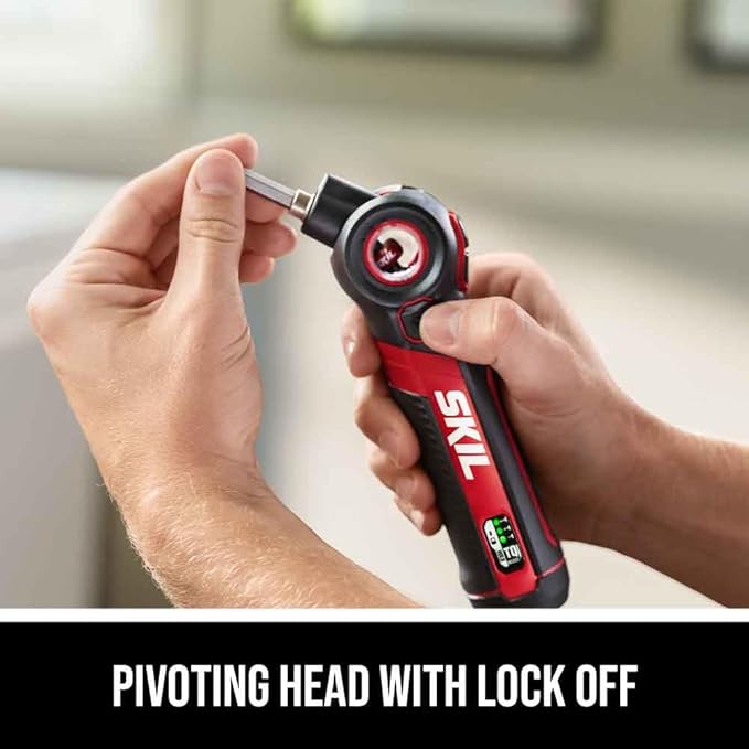 SKIL Twist 2.0 Rechargeable 4V Screwdriver with Pivoting Head, Torque Setting, USB-C Charging Cable & 2PC Bit Set-SD5619-01