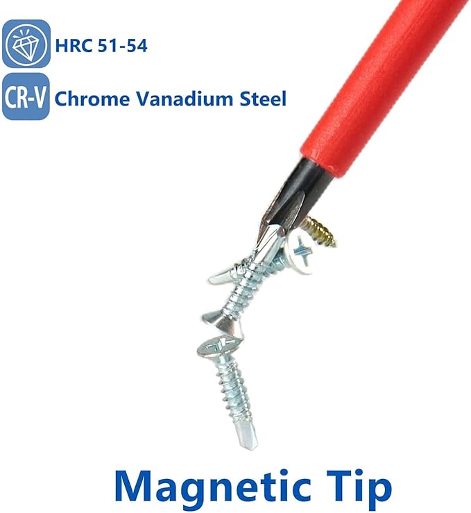 9 PCS 1000V Insulated Electrical Screwdriver Set, 4 Phillips and 5 Slotted Screwdrivers, with Voltage Tester, CR-V Magnetic Tips, Professional Electrician Electrical Screwdriver Tool Set