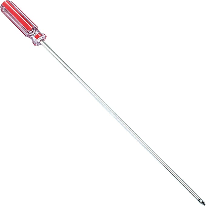 Piutouyar 12 Inch Phillips Screwdriver, Extra Long Shaft Cross Head Screwdriver #2 Magnetic Tip Screwdrivers Long Screwdriver for Repair Home Improvement, Red