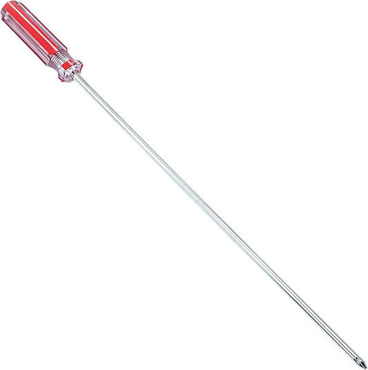 Piutouyar 12 Inch Phillips Screwdriver, Extra Long Shaft Cross Head Screwdriver #2 Magnetic Tip Screwdrivers Long Screwdriver for Repair Home Improvement, Red