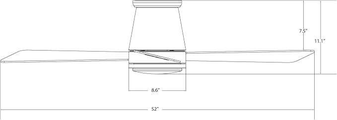 WAC Smart Fans Hug Indoor and Outdoor 3-Blade Flush Mount Smart Home Ceiling Fan 52in Matte Black with 3000K LED Light Kit and Remote Control works with Alexa and iOS or Android App