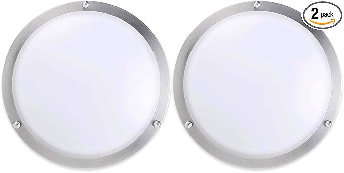 LUNABODE 18-Inch Double Ring Dimmable LED Flush Mount Ceiling Light, 20W, 5CCT 2700K-5000K,1400lm, Brushed Nickel Finish Steel, ETL Listed (2 Pack)