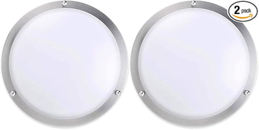 LUNABODE 18-Inch Double Ring Dimmable LED Flush Mount Ceiling Light, 20W, 5CCT 2700K-5000K,1400lm, Brushed Nickel Finish Steel, ETL Listed (2 Pack)