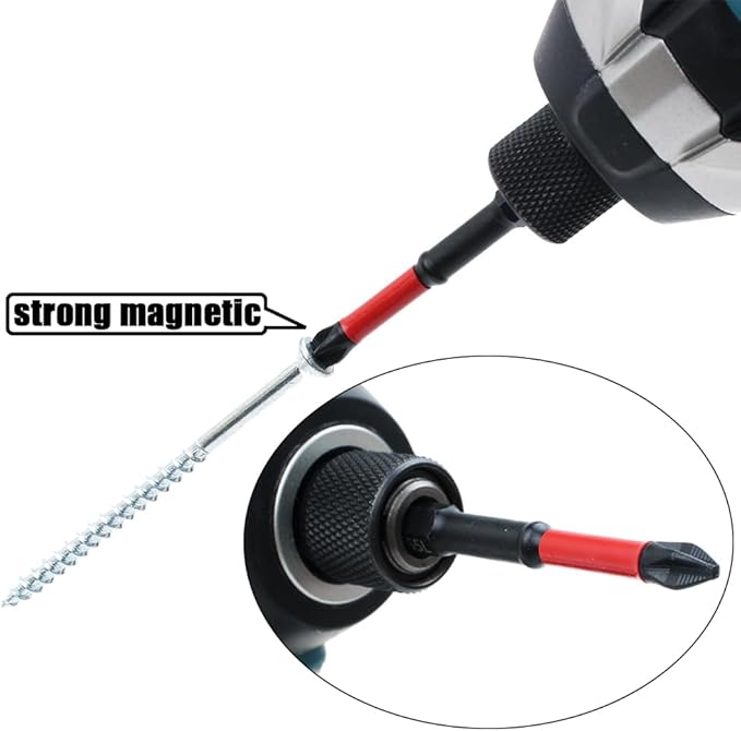 AUTOTOOLHOME 10 Pack Phillips PH2 Magnetic Anti Slip Screwdriver Bit Set 2.5" L TS2 Anti-Slip Long Drill Bits Impact Driver Bits