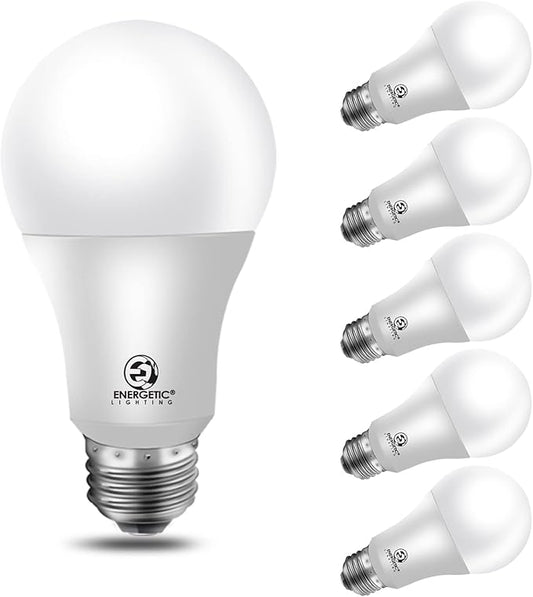 Energetic LED Bulbs 100 Watt Equivalent，Cool White 4000K A19 Dimmable Light Bulbs, 13.5W 1600lm CRI80+, 15000Hrs, UL Listed, 6-Pack