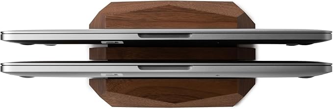 Oakywood Dual Laptop Dock, Vertical Laptop Stand Wood, Laptop Stand for Desk, Desk Organizer, Vertical Laptop Holder, Compatible with All MacBook Pro Air iPad, for 2 Device – 7,1x4,5x1,6”, Walnut