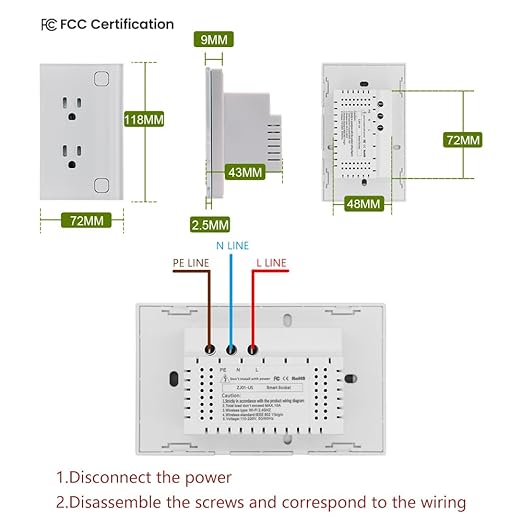 Smart Wall Outlet ,Energy Monitoring,2.4GHZ WiFi Socket FCC,Work with Tuya/Alexa/Google Assistant No Hub Required,White
