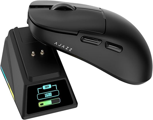 DAIDAI AJAZZ AJ159 APEX Wireless Gaming Mouse 2.4G Wired BT|RGB Magnetic Screen Charging Dock|Lightweight|42K Optical Tracking|400mAh Battery |PAW3950APEX Sensor.