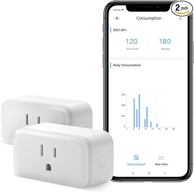 SONOFF S40 WiFi Smart Plug with Energy Monitoring, 15A Smart Outlet Socket ETL Certified, Work with Alexa& Google Home, IFTTT Supporting, 2.4Ghz WiFi Only (2-Pack)