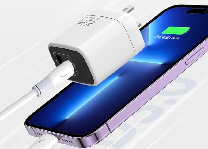 Fast 25W Dual USB-C Plus USB-A Charger - GaN Power Delivery - Fast Compact Power Adapter for Laptops, Smart Phones, Tablets and Thousands of Other Devices (White, 25W)