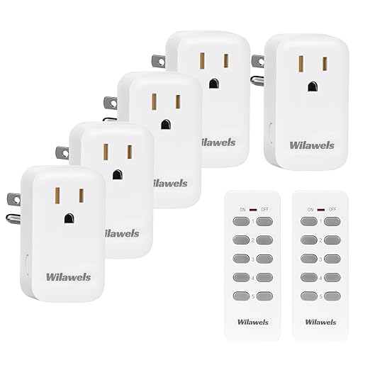 Remote Control Outlet, WILAWELS Wireless Remote Light Switch, Programmable Electrical Outlet Switch for Lamp, Light, Fan, Appliance, 100ft RF Range, FCC Listed, 2 Remotes + 5 Outlets W02RC2506