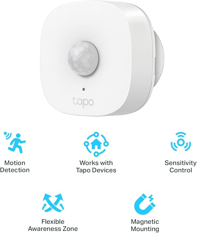 TP-Link Tapo Motion Sensor, Requires Tapo Hub, Long Battery Life w/Sub-1G Low-Power Wireless Protocol, Wide Range Detection, Adjustable Sensitivity, Real-Time Notification, Smart Action, Tapo T100
